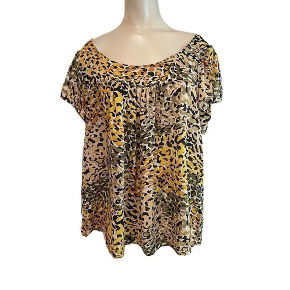 Rafaella Womens Silky Flowy Animal Print Top - Picture 1 of 6
